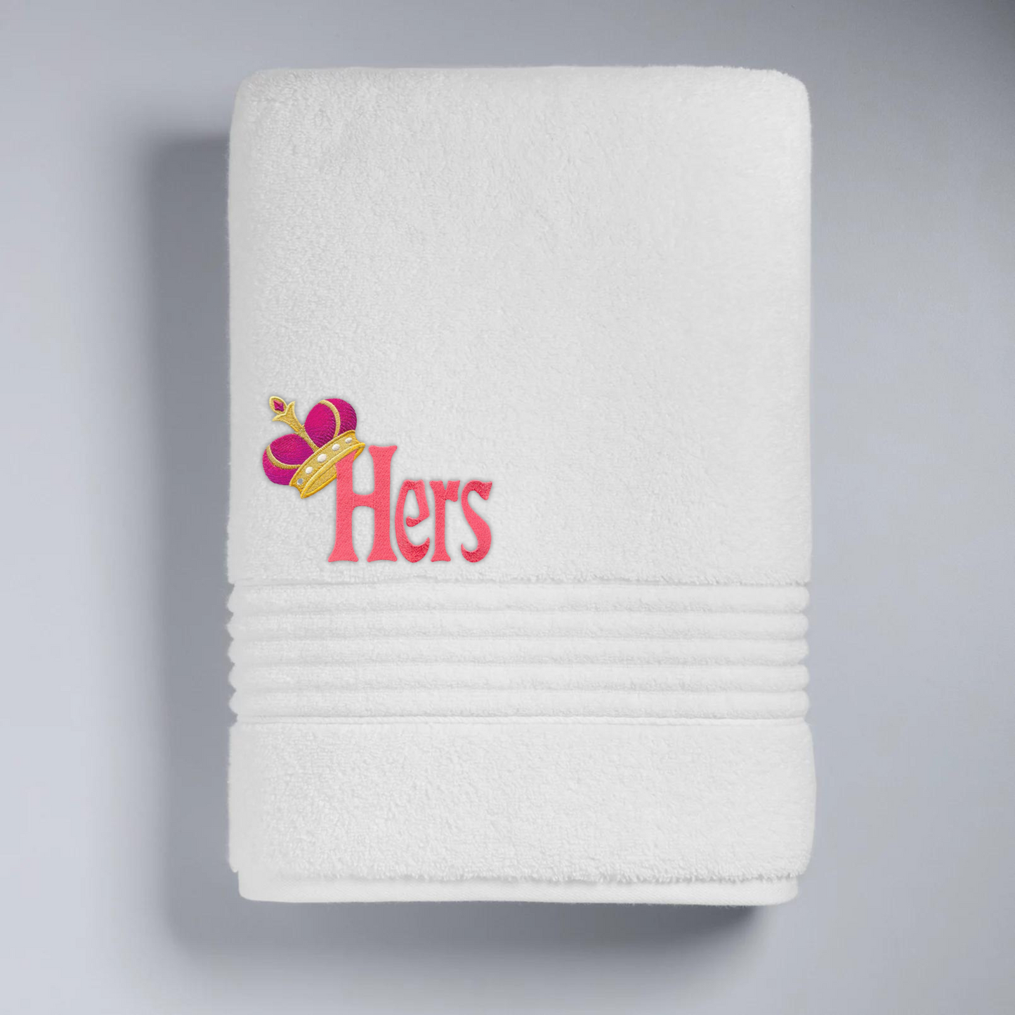 Bath towels for a wedding gift , 'His' and 'Hers' embroidered bath towels gift for a bride and groom