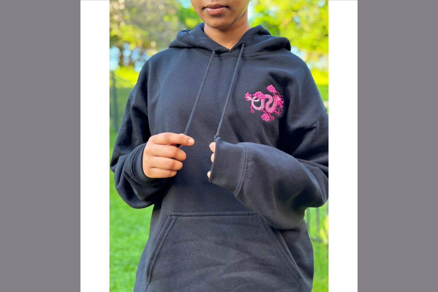 Embroidered sweatshirt, Dragon embroidered sweatshirt, gift hoodie sweatshirt for women, Hooded sweatshirt with Chinese dragon embroidered