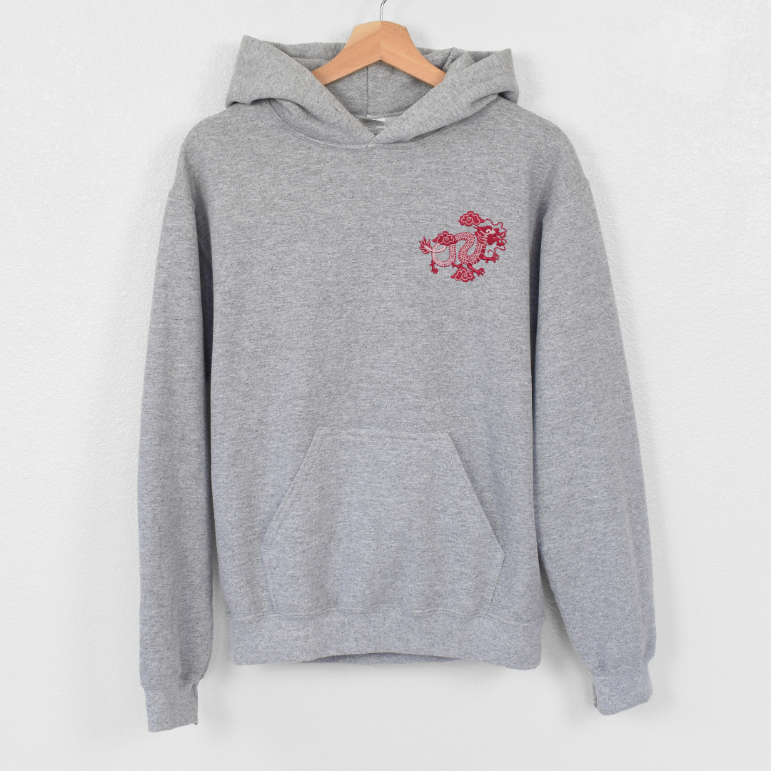 Embroidered sweatshirt, Dragon embroidered sweatshirt, gift hoodie sweatshirt for women, Hooded sweatshirt with Chinese dragon embroidered