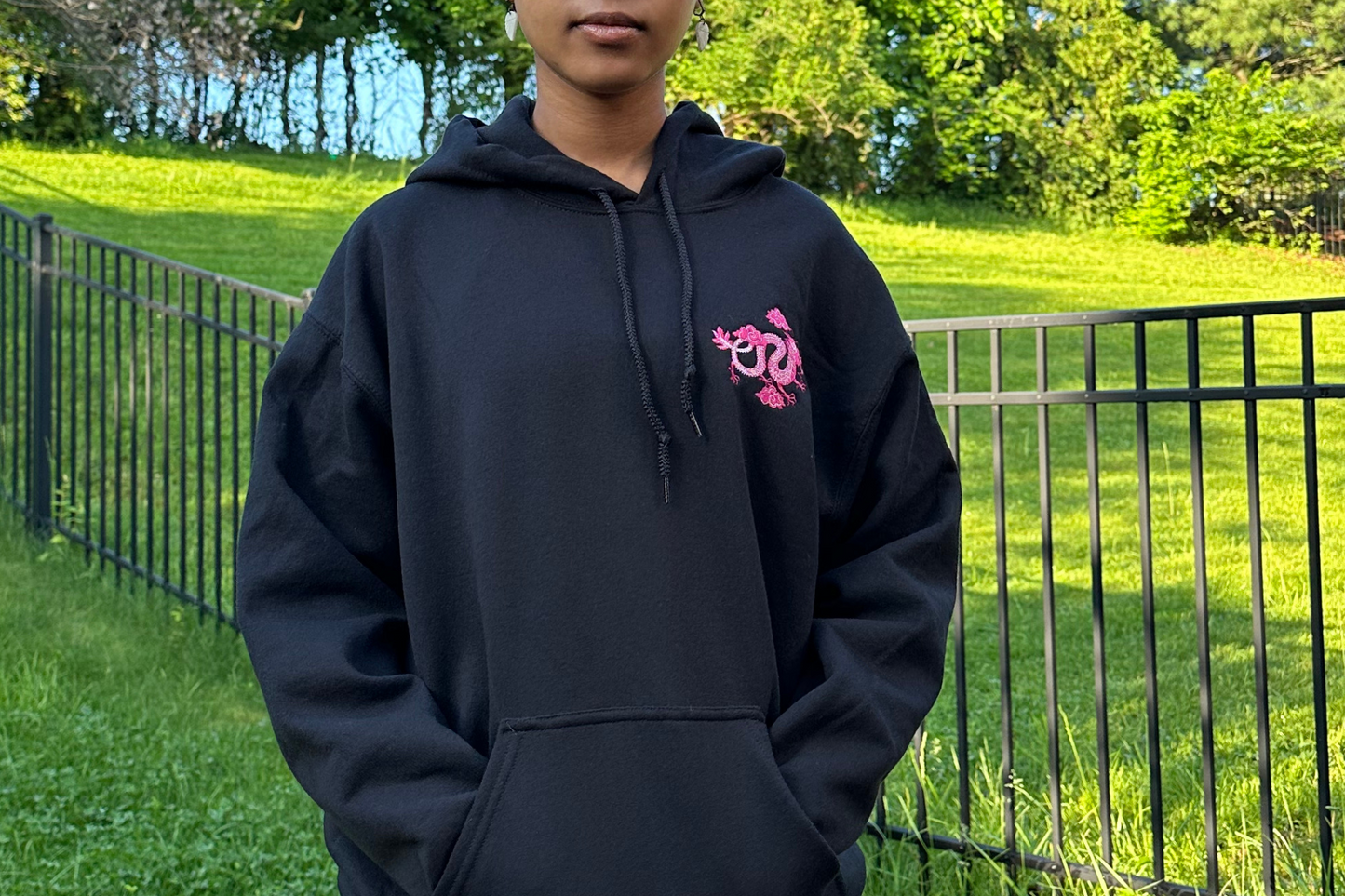 Embroidered sweatshirt, Dragon embroidered sweatshirt, gift hoodie sweatshirt for women, Hooded sweatshirt with Chinese dragon embroidered