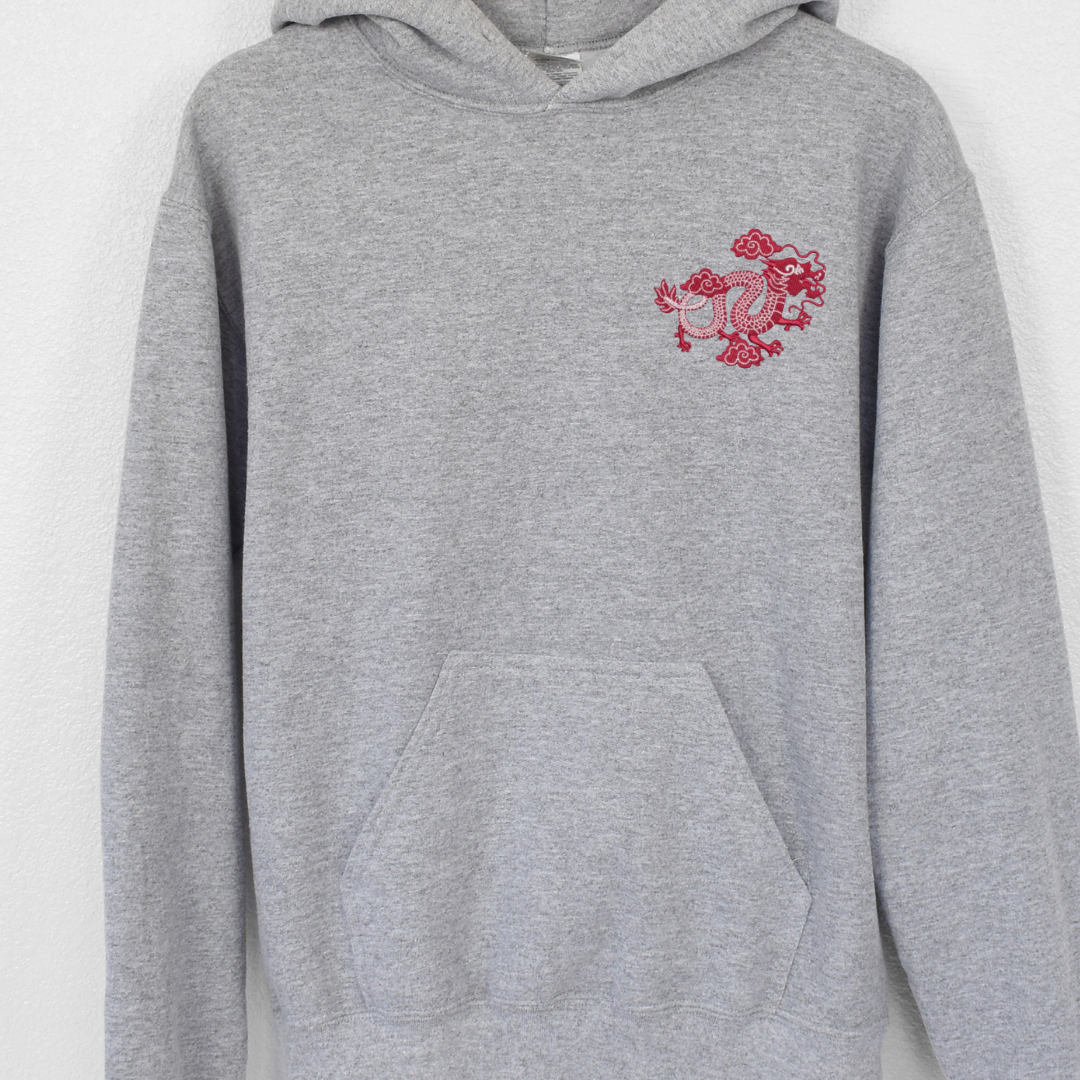 Embroidered sweatshirt, Dragon embroidered sweatshirt, gift hoodie sweatshirt for women, Hooded sweatshirt with Chinese dragon embroidered