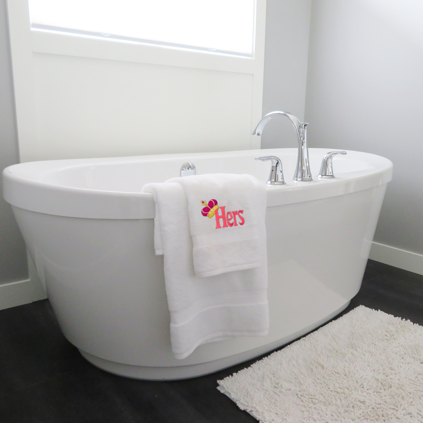 Bath towels for a wedding gift , 'His' and 'Hers' embroidered bath towels gift for a bride and groom