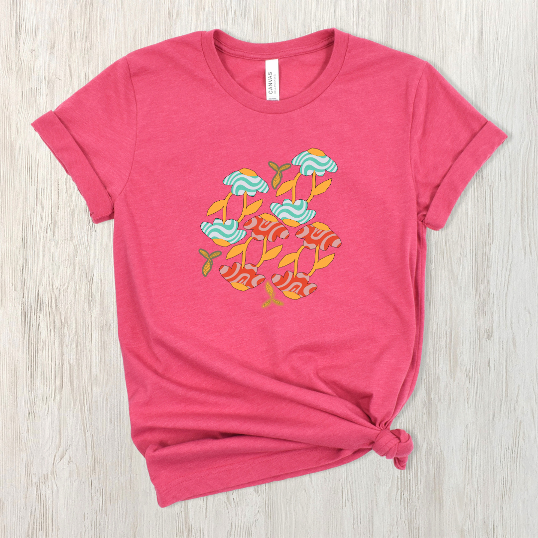 Retro themed graphic T-shirt, Floral graphic Tee, Women's floral retro graphic shirt, gift for her