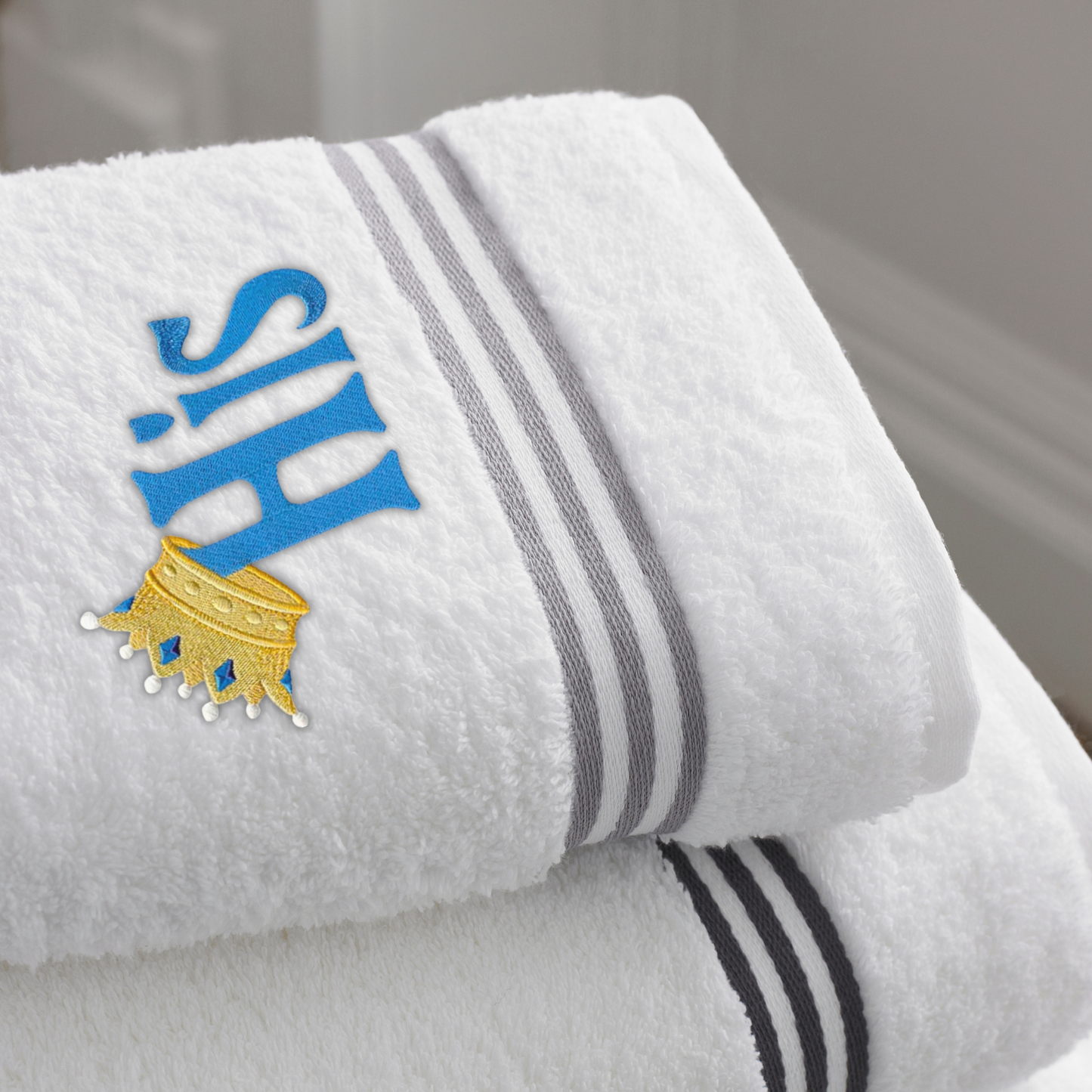 Bath towels for a wedding gift , 'His' and 'Hers' embroidered bath towels gift for a bride and groom