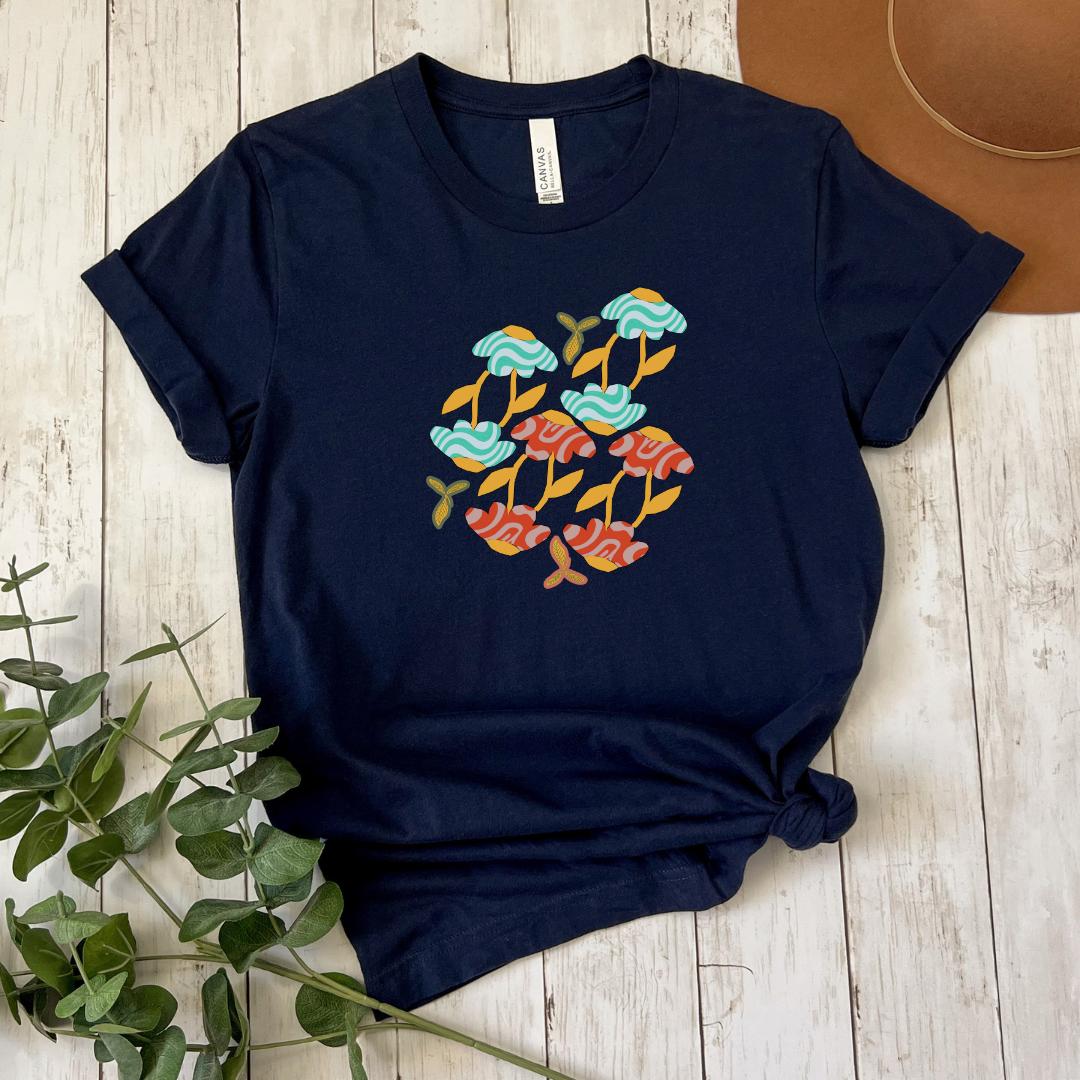 Retro themed graphic T-shirt, Floral graphic Tee, Women's floral retro graphic shirt, gift for her