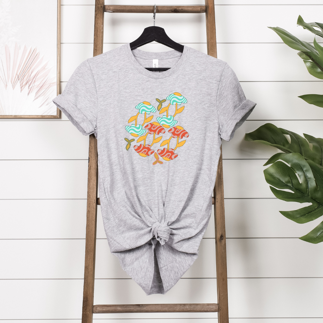 Retro themed graphic T-shirt, Floral graphic Tee, Women's floral retro graphic shirt, gift for her