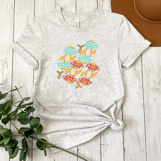 Retro themed graphic T-shirt, Floral graphic Tee, Women's floral retro graphic shirt, gift for her