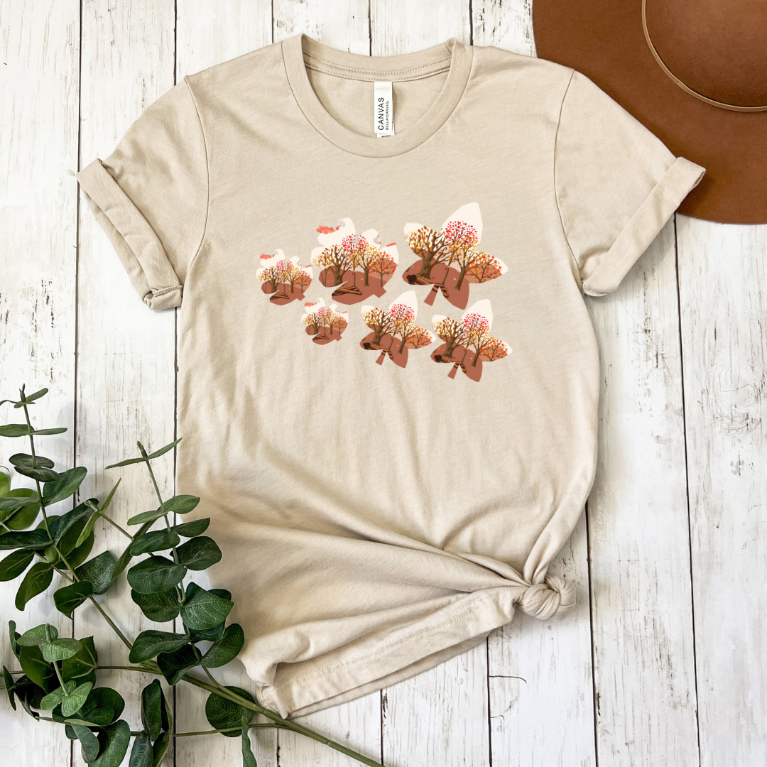 Fall themed graphic T-shirt, Graphic T-shirt, Shirt for women, Cute t shirt for gift, Everyday wear shirt for her, Fall leaves graphic tee