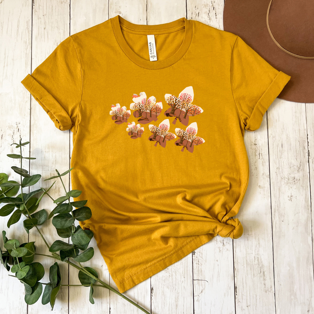 Fall themed graphic T-shirt, Graphic T-shirt, Shirt for women, Cute t shirt for gift, Everyday wear shirt for her, Fall leaves graphic tee