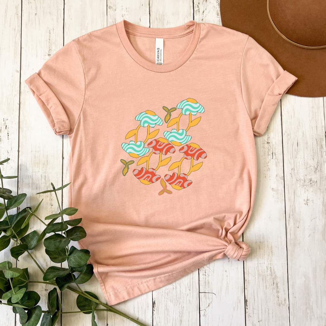 Retro themed graphic T-shirt, Floral graphic Tee, Women's floral retro graphic shirt, gift for her