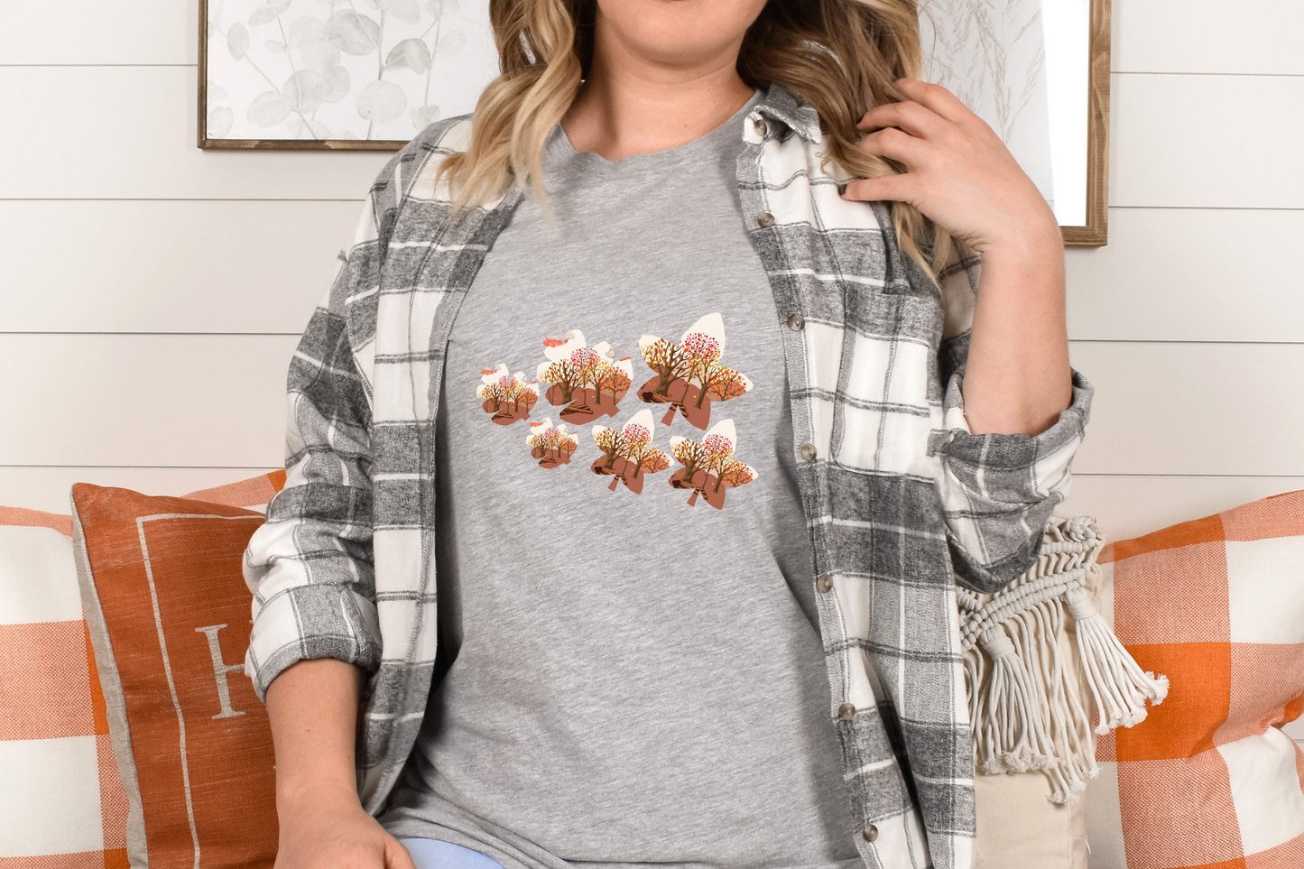 Fall themed graphic T-shirt, Graphic T-shirt, Shirt for women, Cute t shirt for gift, Everyday wear shirt for her, Fall leaves graphic tee